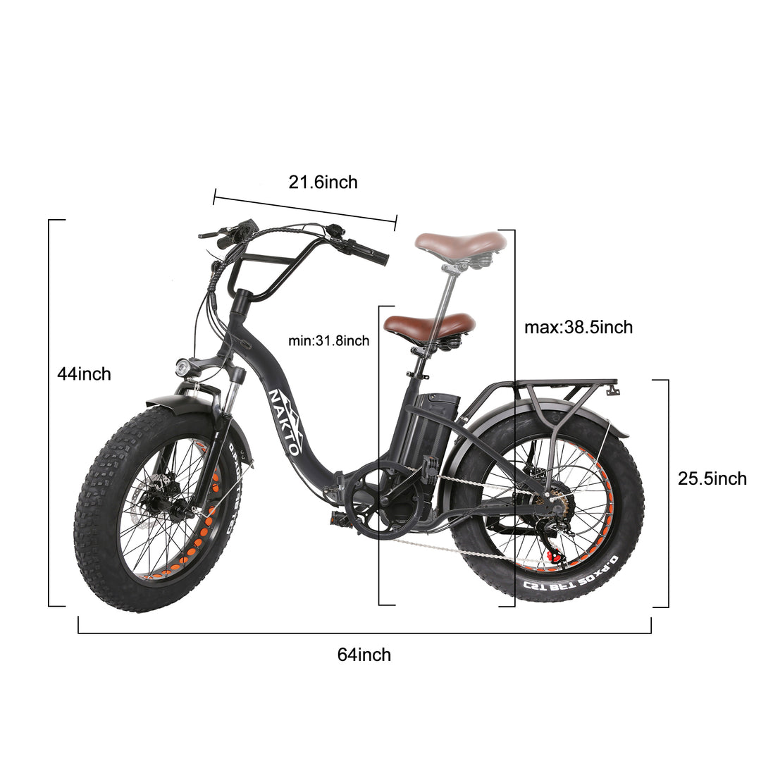 Nakto - FOLDING OX - Fat Tire Electric Bike - 500W - Ecoluxe Solar