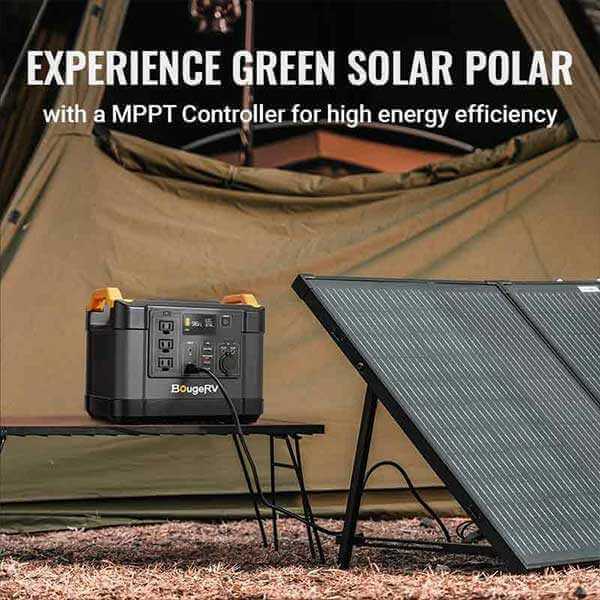 BougeRV - Portable Solar Camping Kit - 48QT Medium Capacity Family Travel Kit - 1100Wh - Ecoluxe Solar