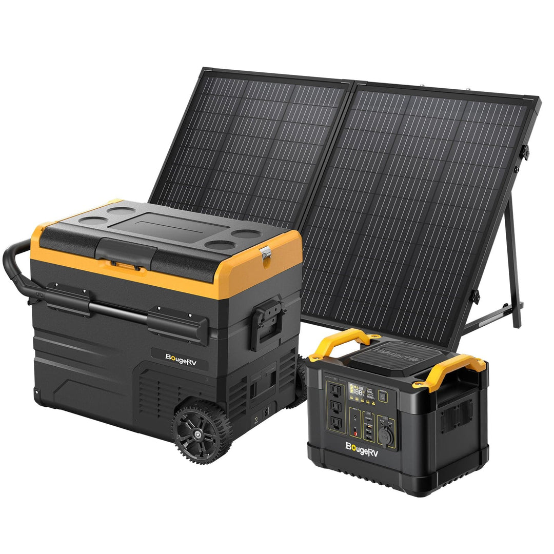 BougeRV - Portable Solar Camping Kit - 48QT Medium Capacity Family Travel  Kit - 1100Wh - Ecoluxe Solar