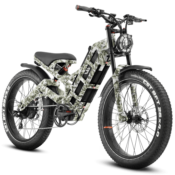 Eahora - ROMEO PRO - Camo - Left Side - Moped Style - 1200W Long Range Electric Bike - Ecoluxe Solar