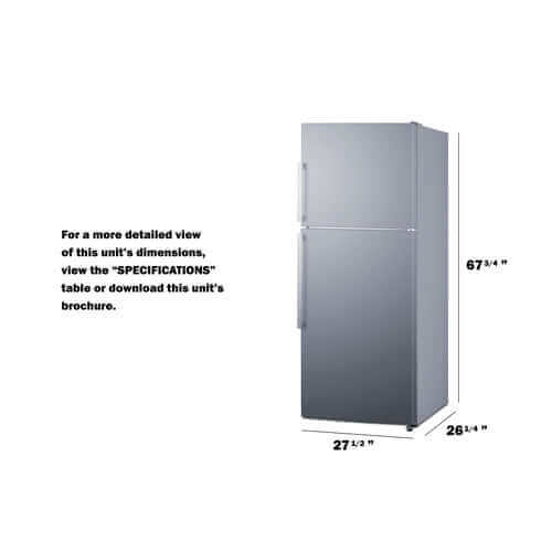 Summit - Energy-Star - 28" Wide Top Mount Refrigerator-Freezer - Ecoluxe Solar