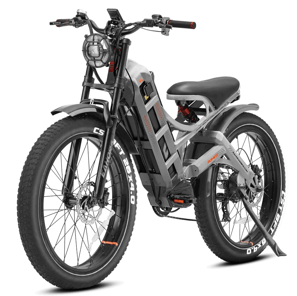 Eahora - ROMEO PRO -Grey - Right Side -  Moped Style - 1200W Long Range Electric Bike - Ecoluxe Solar
