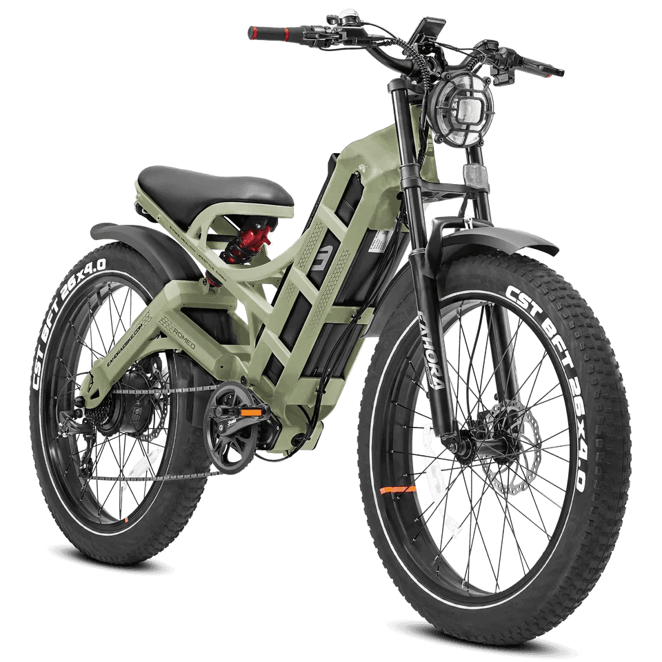 Eahora - ROMEO PRO - Green - Left Side - Moped Style - 1200W Long Range Electric Bike - Ecoluxe Solar