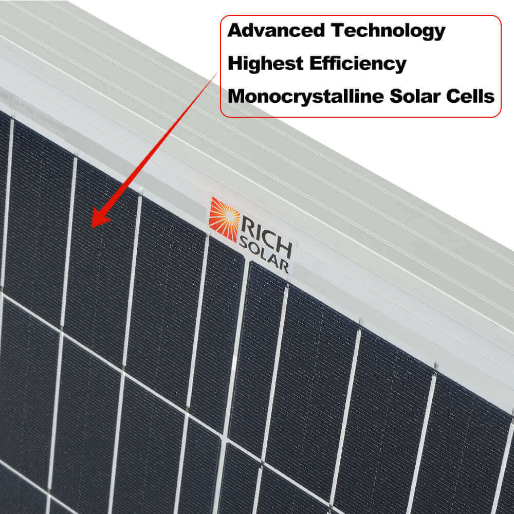 Rich Solar | MEGA 200 Watt Monocrystalline Solar Panel | Best 24V Panel for RVs and Off-Grid | UL Certified - Ecoluxe Solar